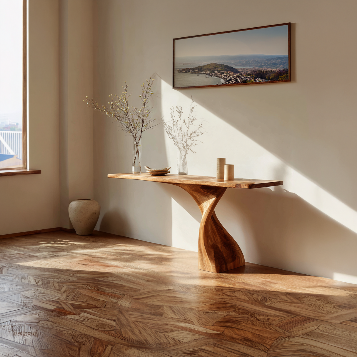 Twisted Solid Wood Console Table for Modern Entryway Decor