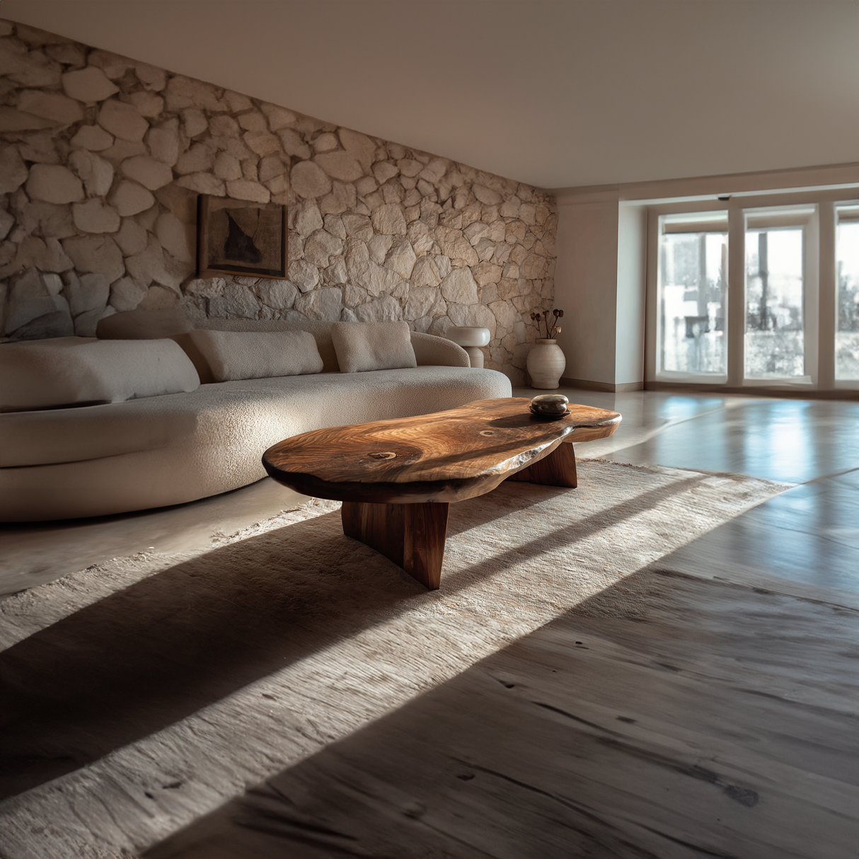 Live Edge Solid Wood Coffee Table Sculptural Slab