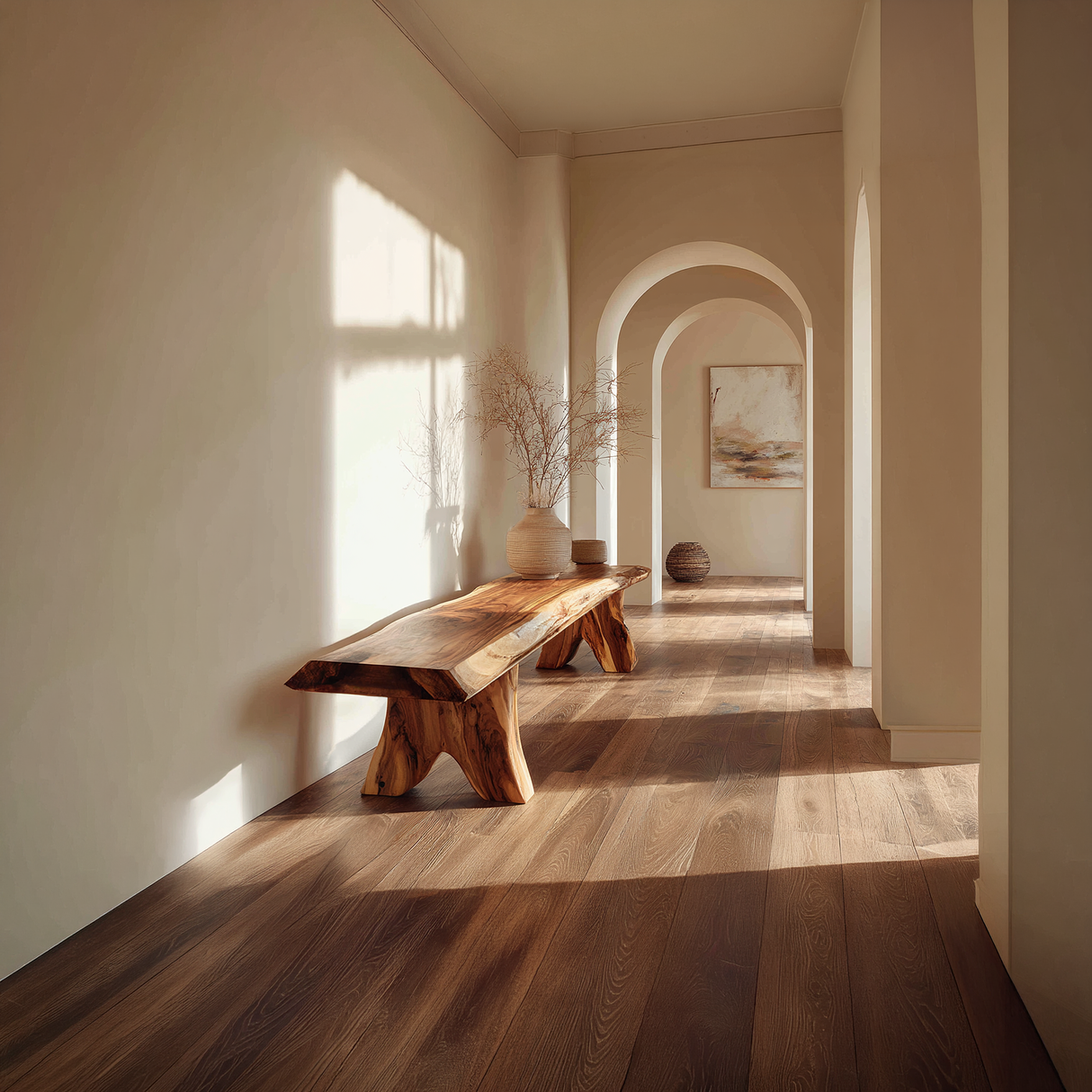Live Edge Solid Wood Bench Handcrafted Organic Modern Wooden Bench