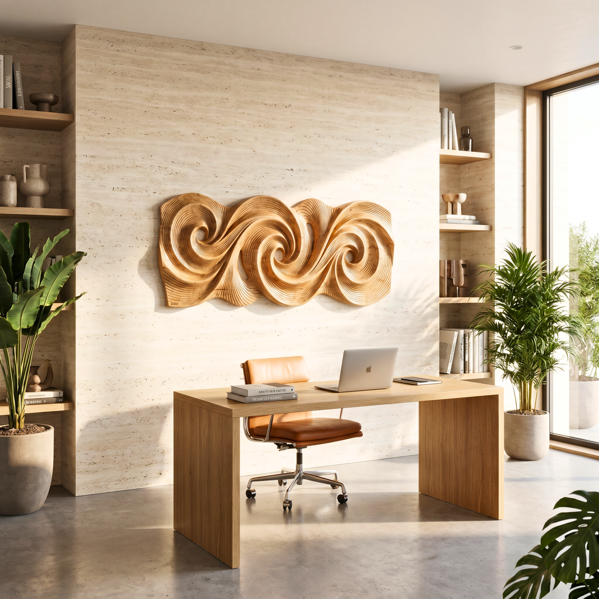 Triple Spiral Flow Wood Wall Sculpture