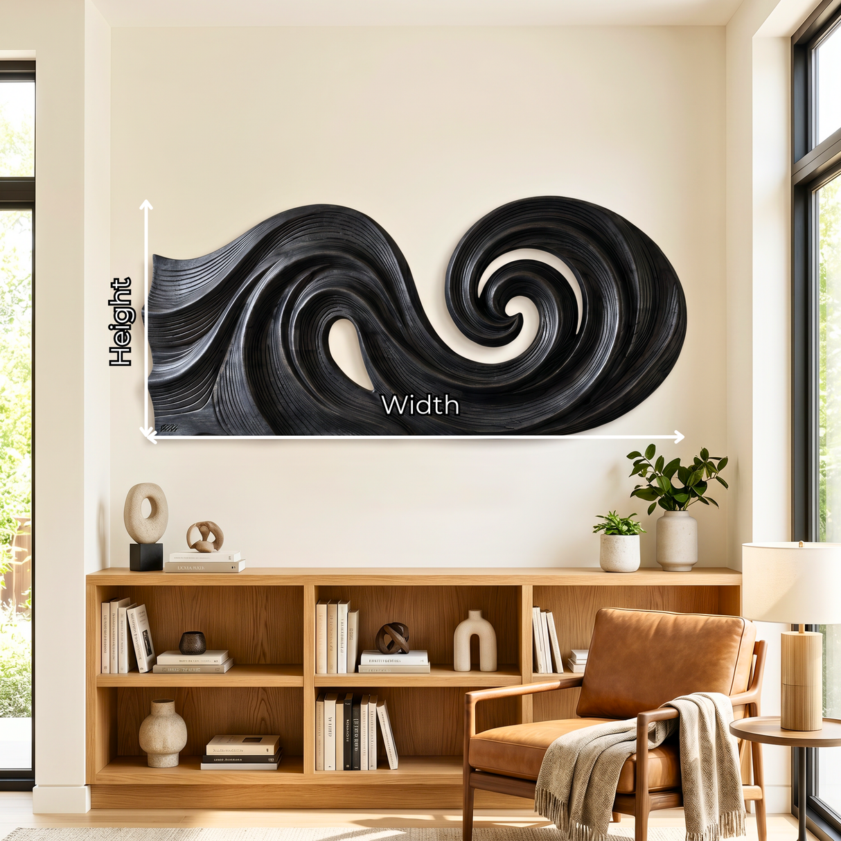 Double Spiral Flow Wood Wall Sculpture