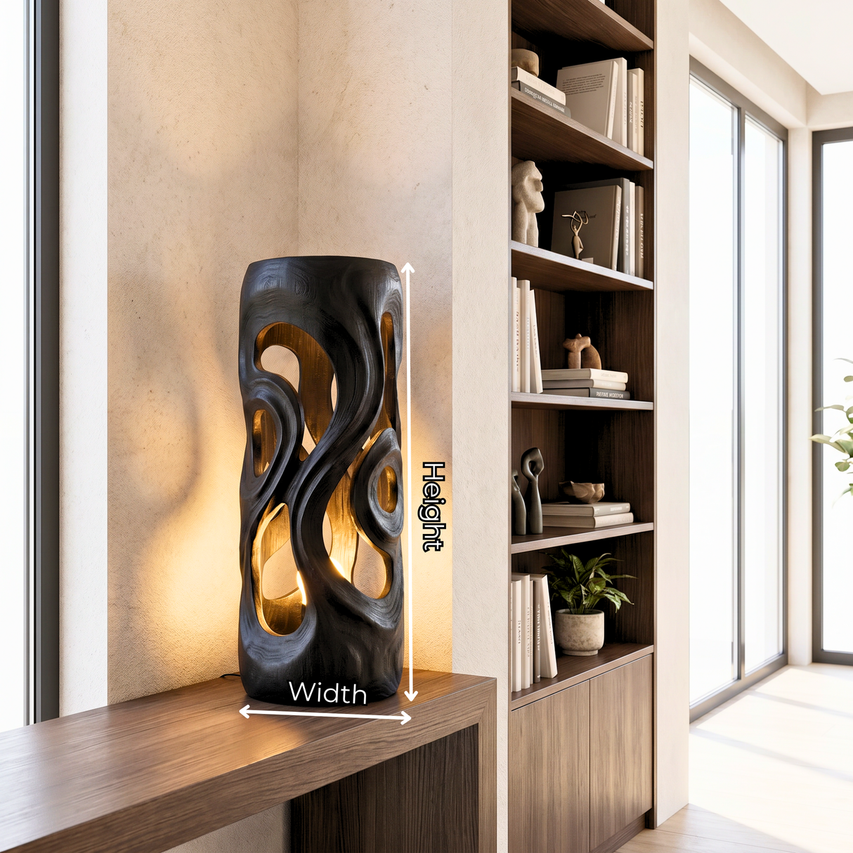 Organic Cutout Wood Floor Lamp with Warm Glow