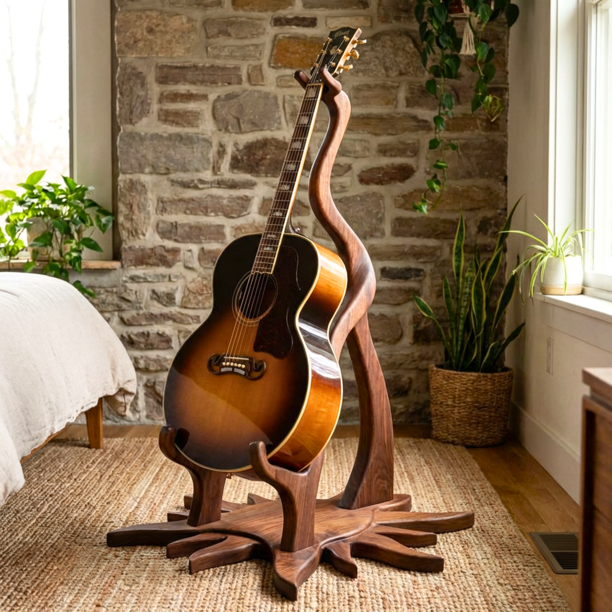 Freeform Guitar Holder Handmade Sculptural Instrument Stand
