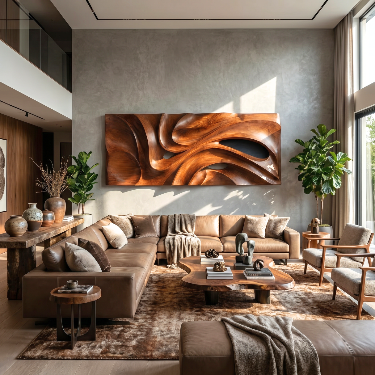 Flow Void Solid Wood Wall Sculpture Modern Organic Abstract Wooden Wall Art Panel