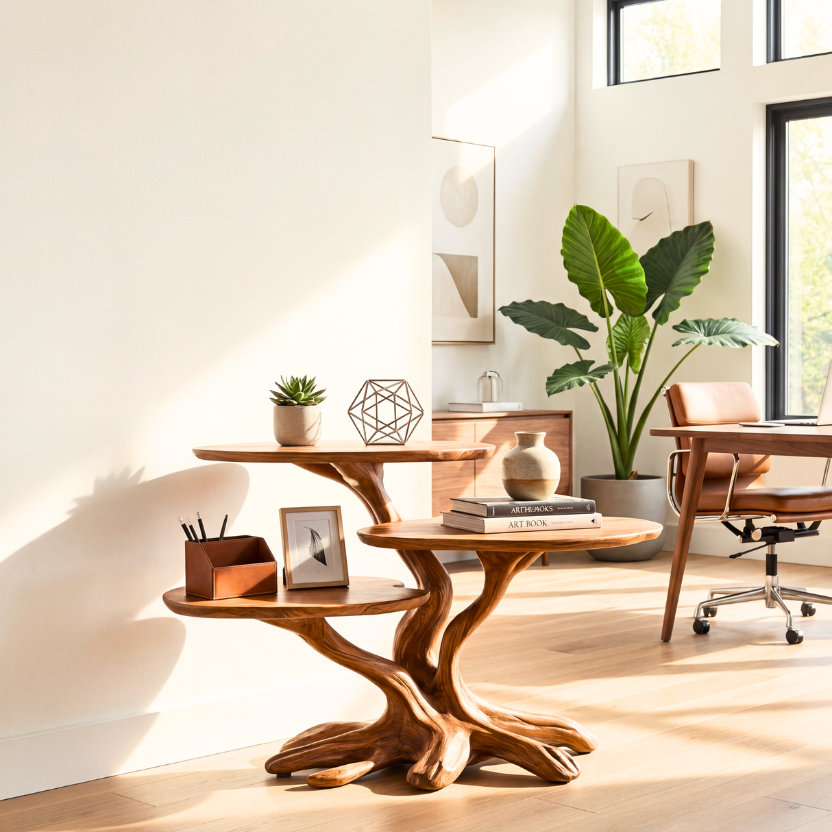 Tree Root Side Table Handmade Organic Wood Accent Stand