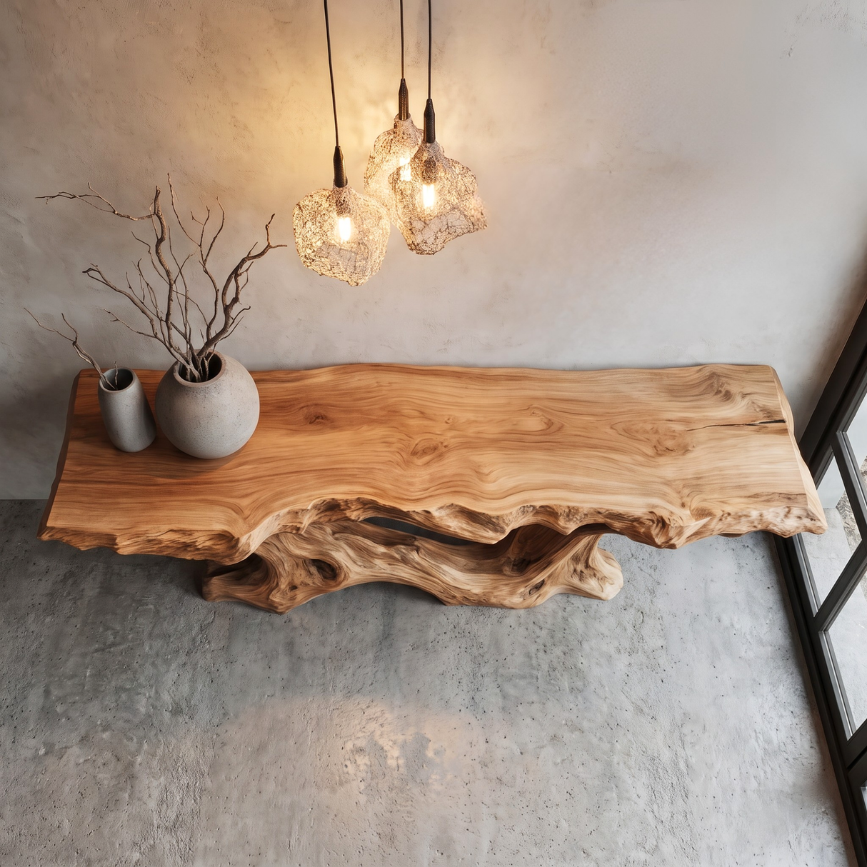 Console Table Solid Wood with Organic Root Base