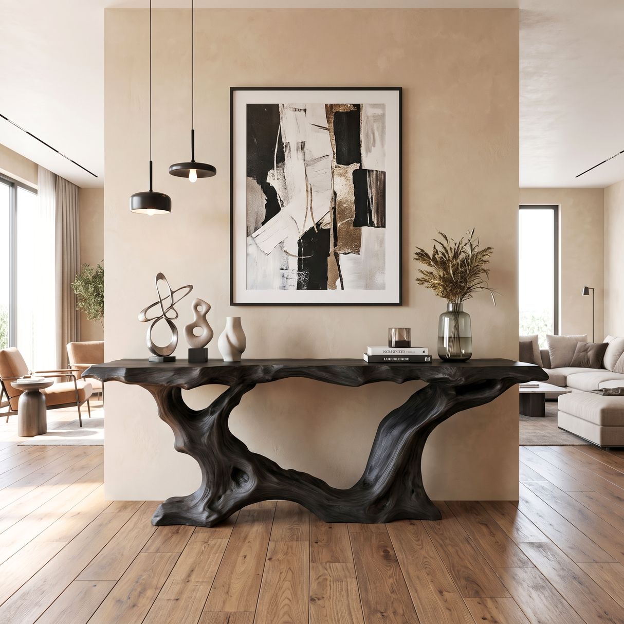 Console Table Solid Wood with Organic Root Base