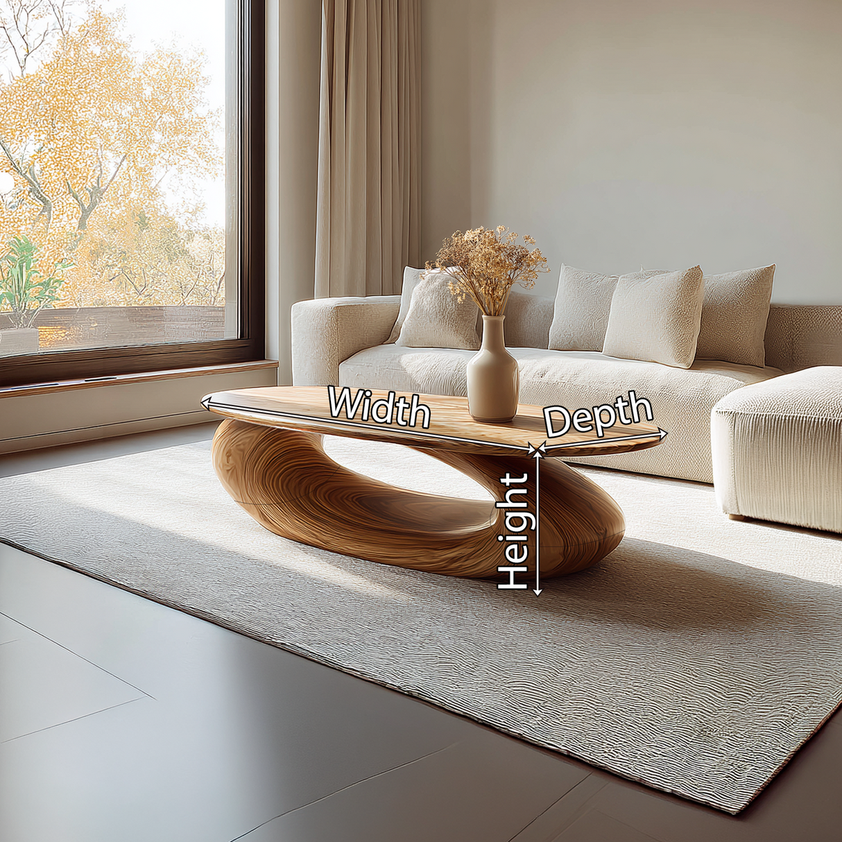 Organic Sculpted Wood Coffee Table Modern Art Base
