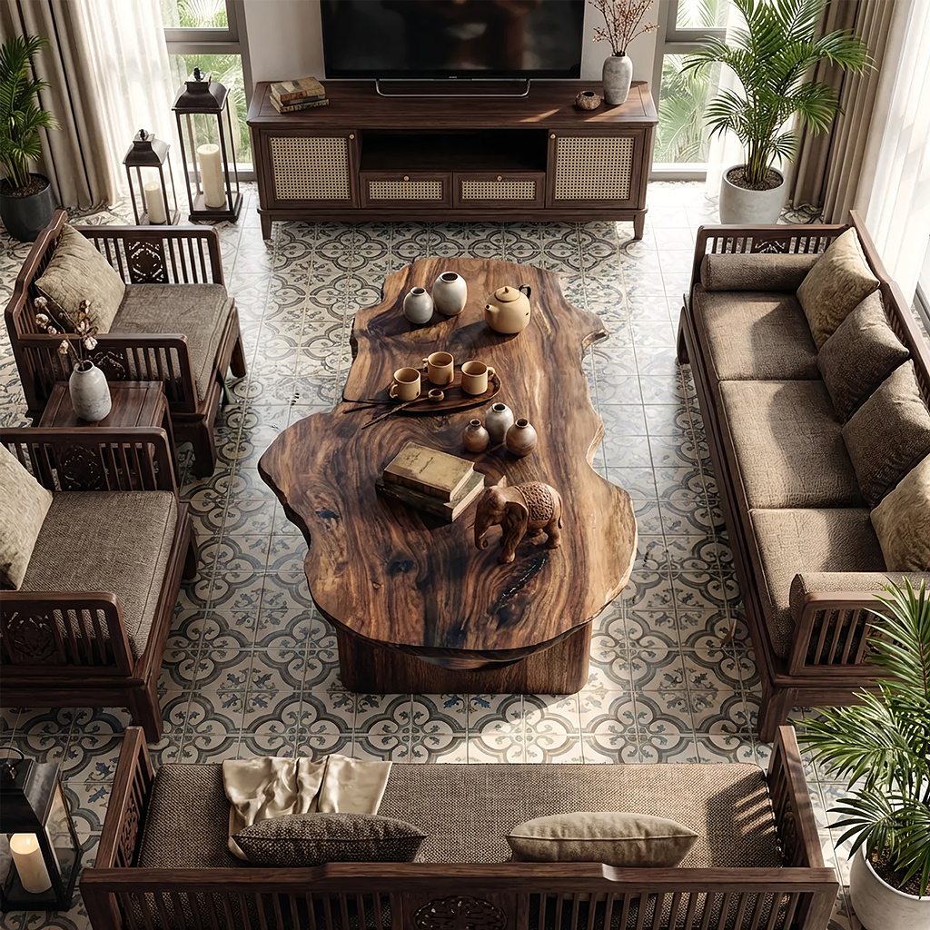 Live Edge Solid Wood Coffee Table for Organic Living