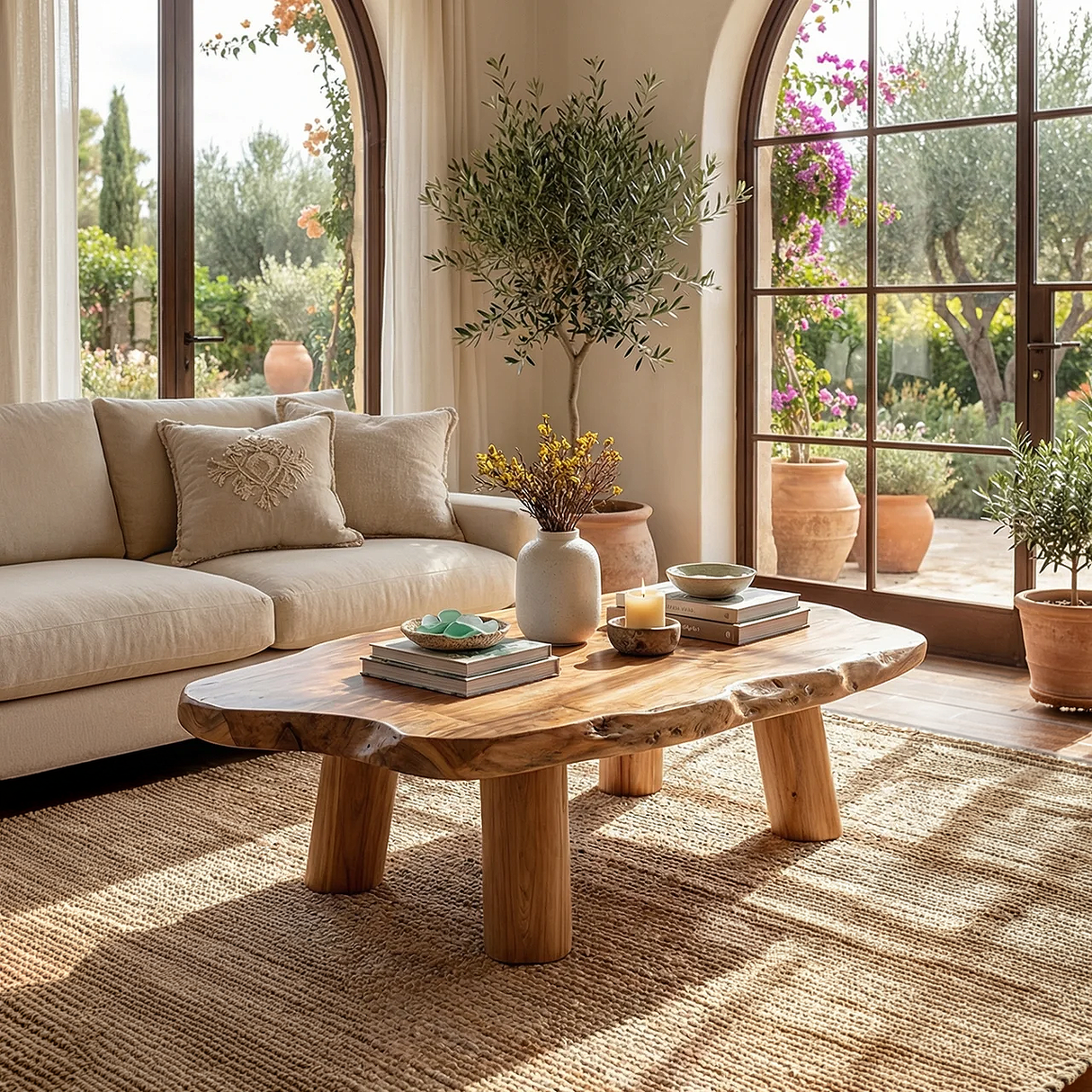 Natural Live Edge Wood Coffee Table Rustic Modern