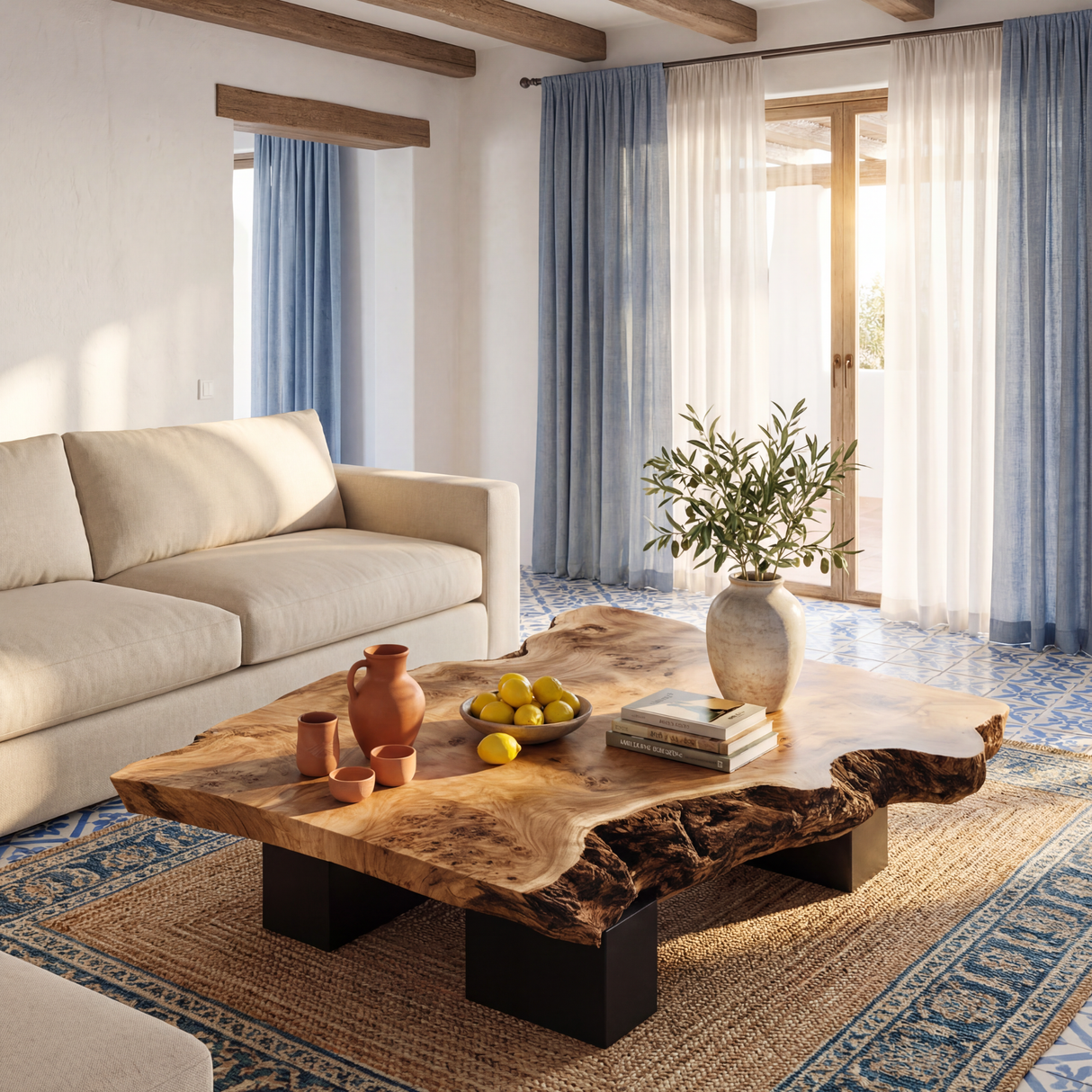 Solid Wood Live Edge Coffee Table for Modern Living Room