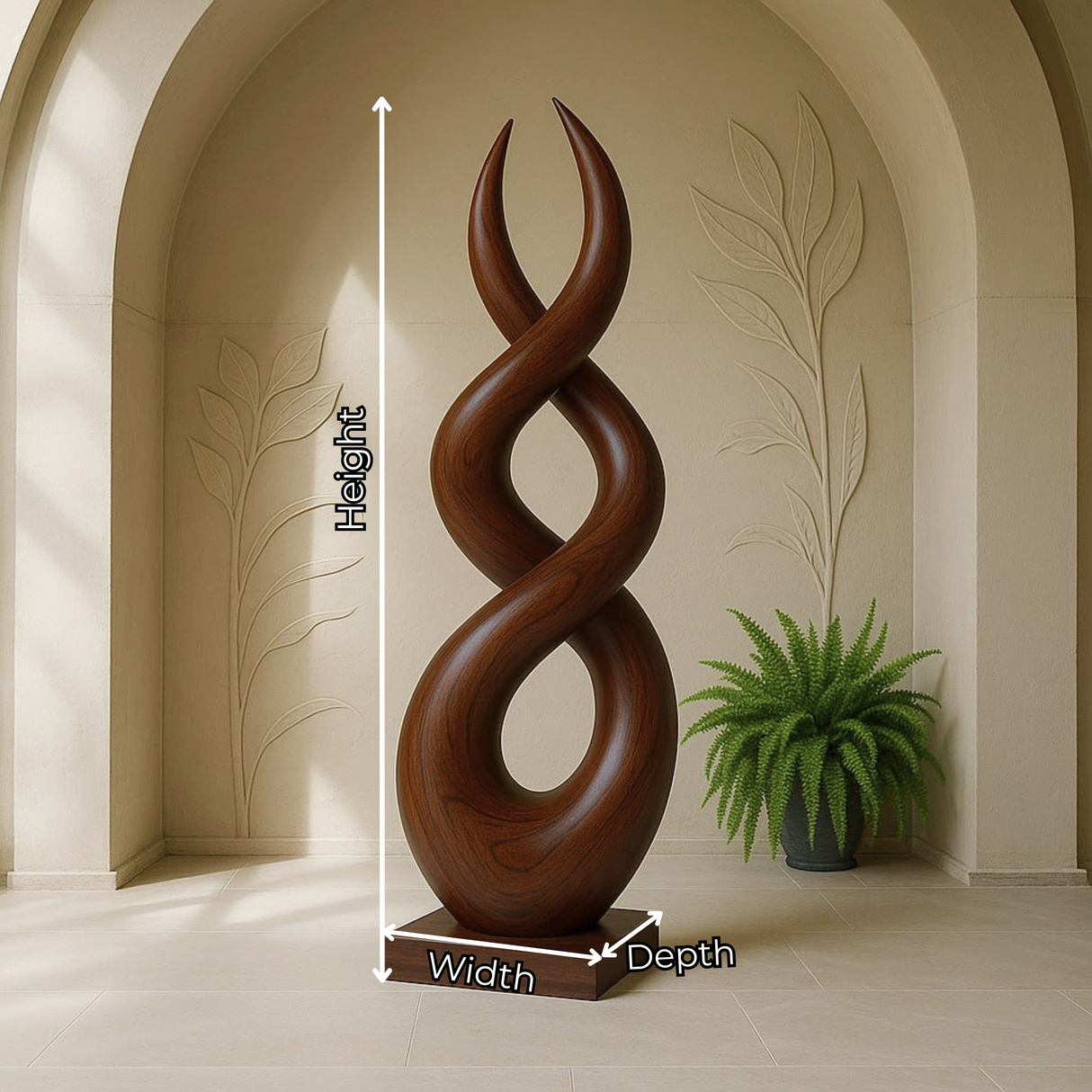 Handcrafted Solid Wood Infinity Twist Sculpture for Entryway and Living Room Decor