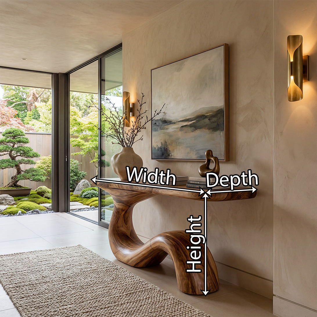 Organic Wave Solid Wood Console Table – Sculptural Statement Design