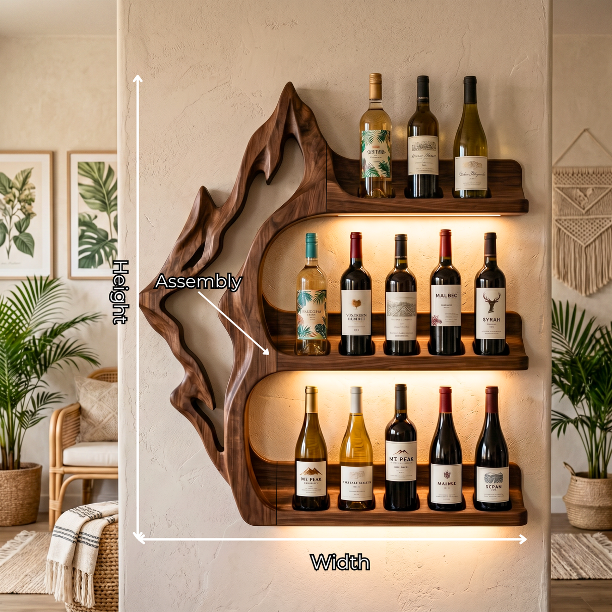 Modern Solid Wood Wine Rack Wall Shelf For Luxury Interiors