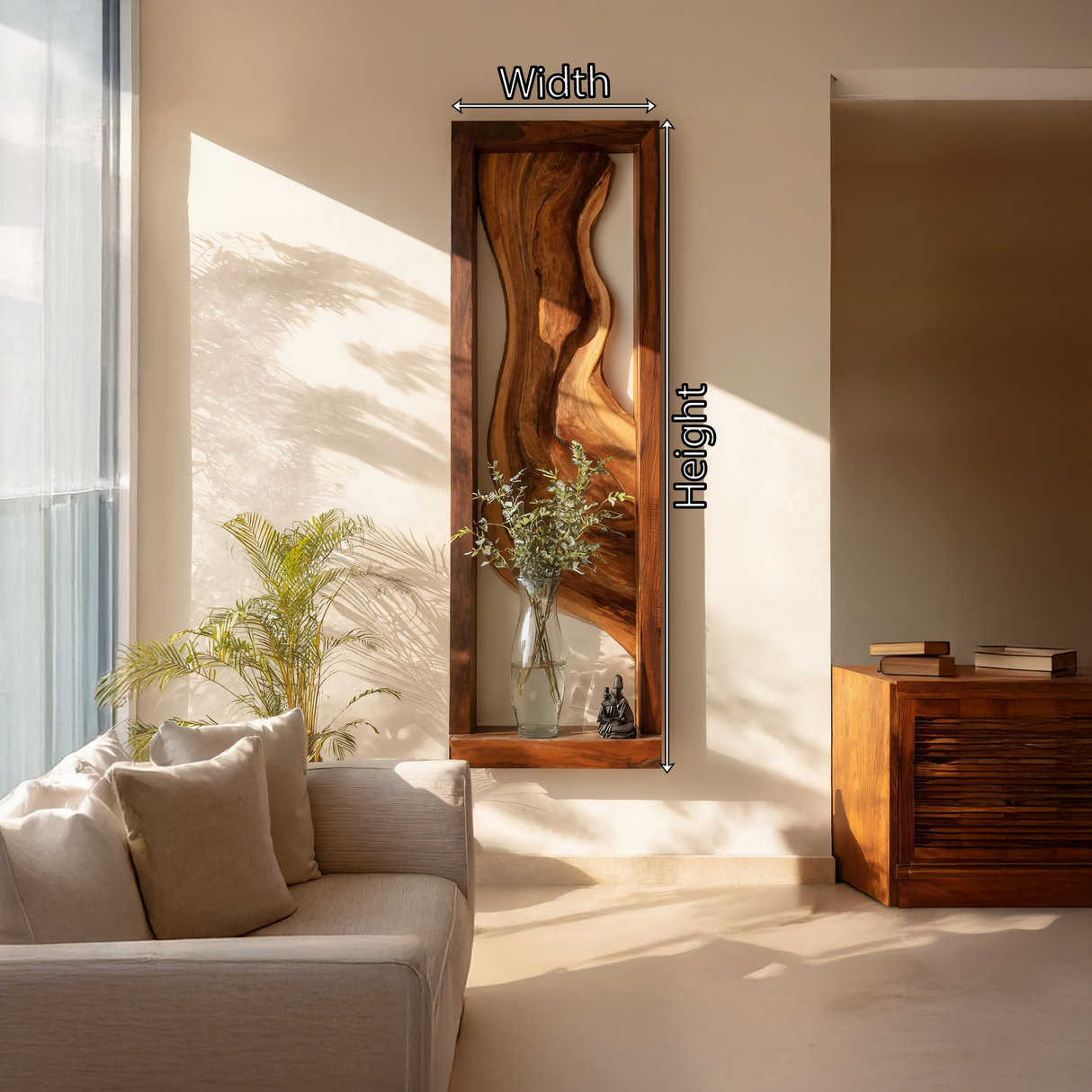 Framed Live Edge Wood Wall Sculpture for Modern Spaces