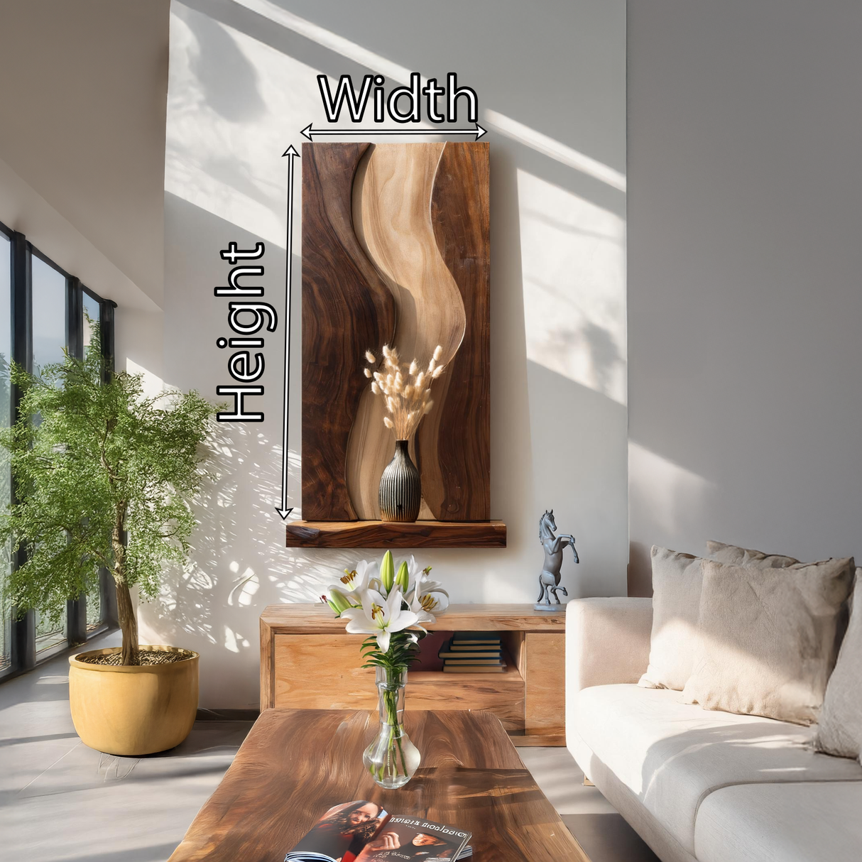 Abstract Solid Wood Wall Art with Organic Wave Design