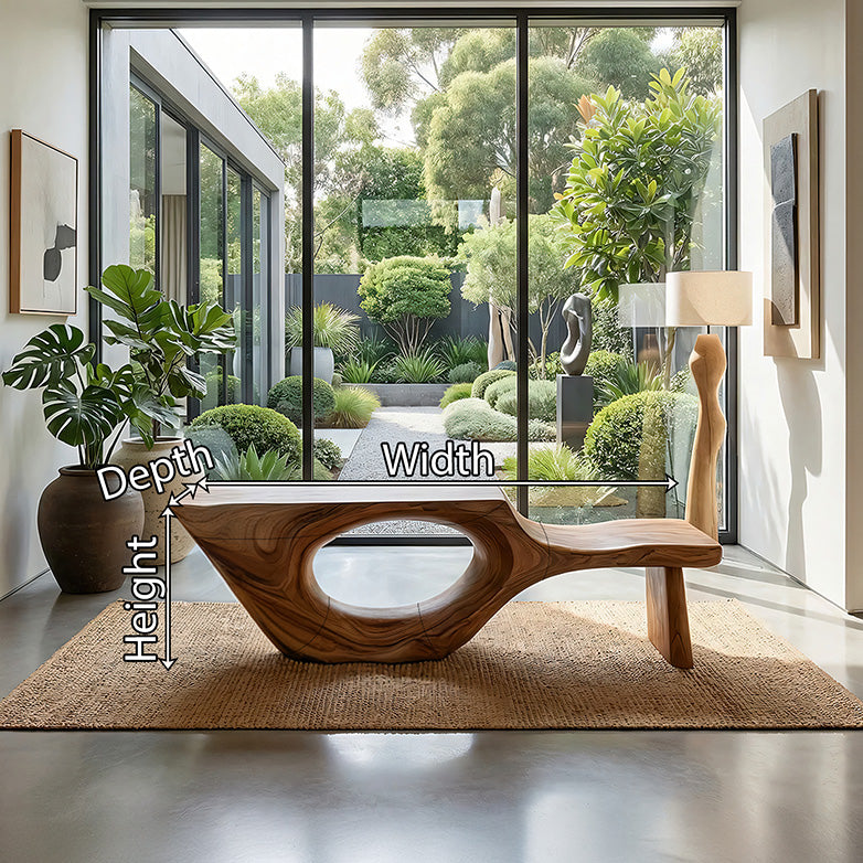 Organic Sculptural Solid Wood Bench for Modern Living Spaces