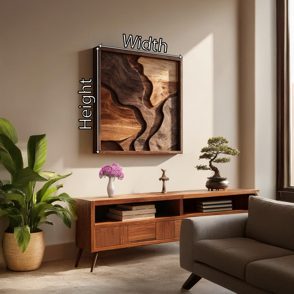 Organic Solid Wood Wall Sculpture Panel for Modern Interiors