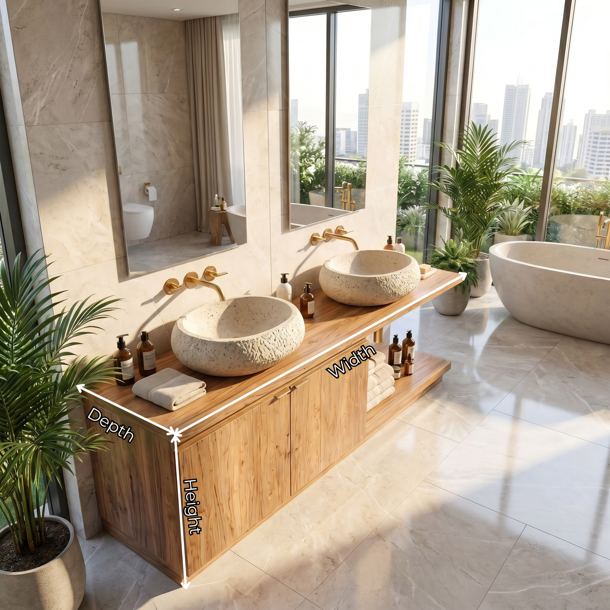 Minimalist Solid Wood Floating Bathroom Vanity