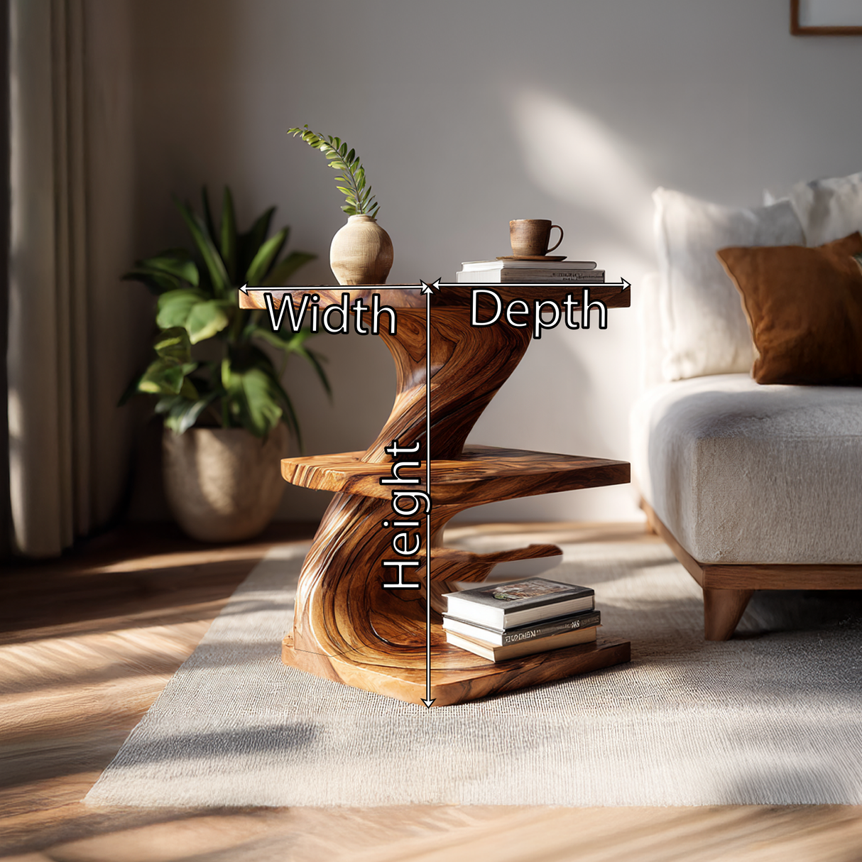 Organic Modern Solid Wood Z Accent Table
