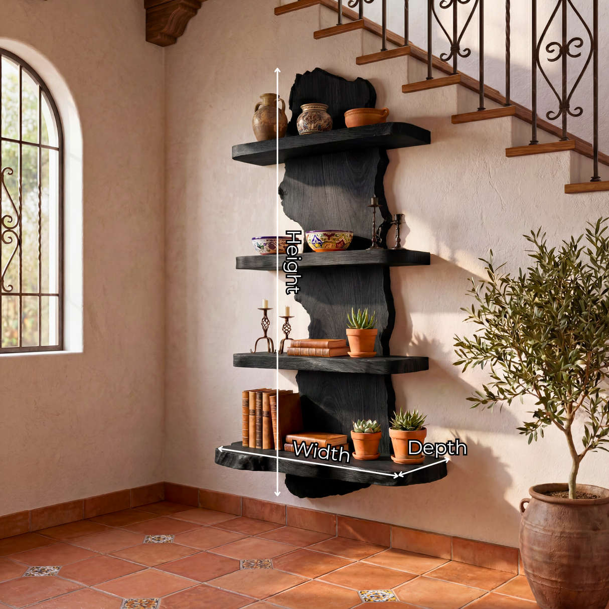 Live Edge Wooden Wall Shelf Rustic Floating Solid Wood Shelving