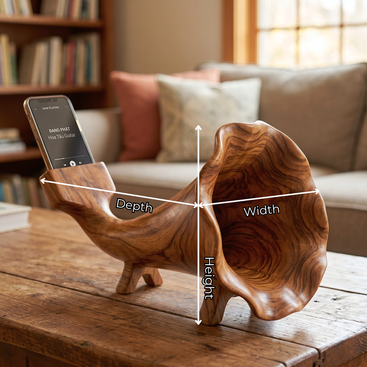 Handcrafted Solid Wood Gramophone Phone Amplifier for Music Lovers