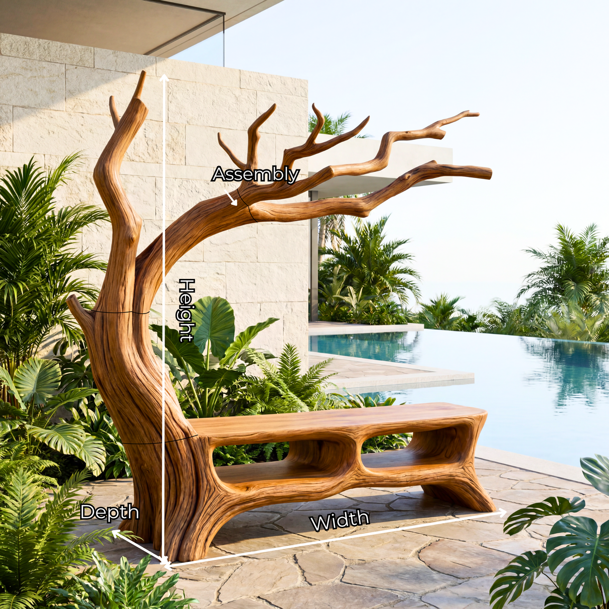 Handmade Sculptural Tree Wooden Bench