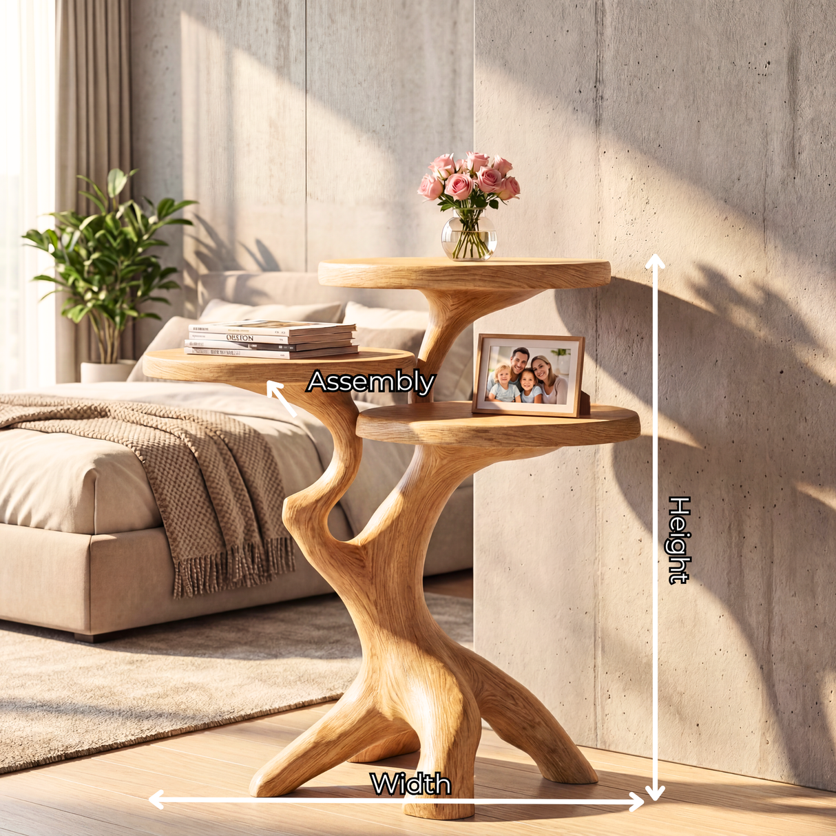 Organic Spa Side Table Handmade Tree Root Display Stand