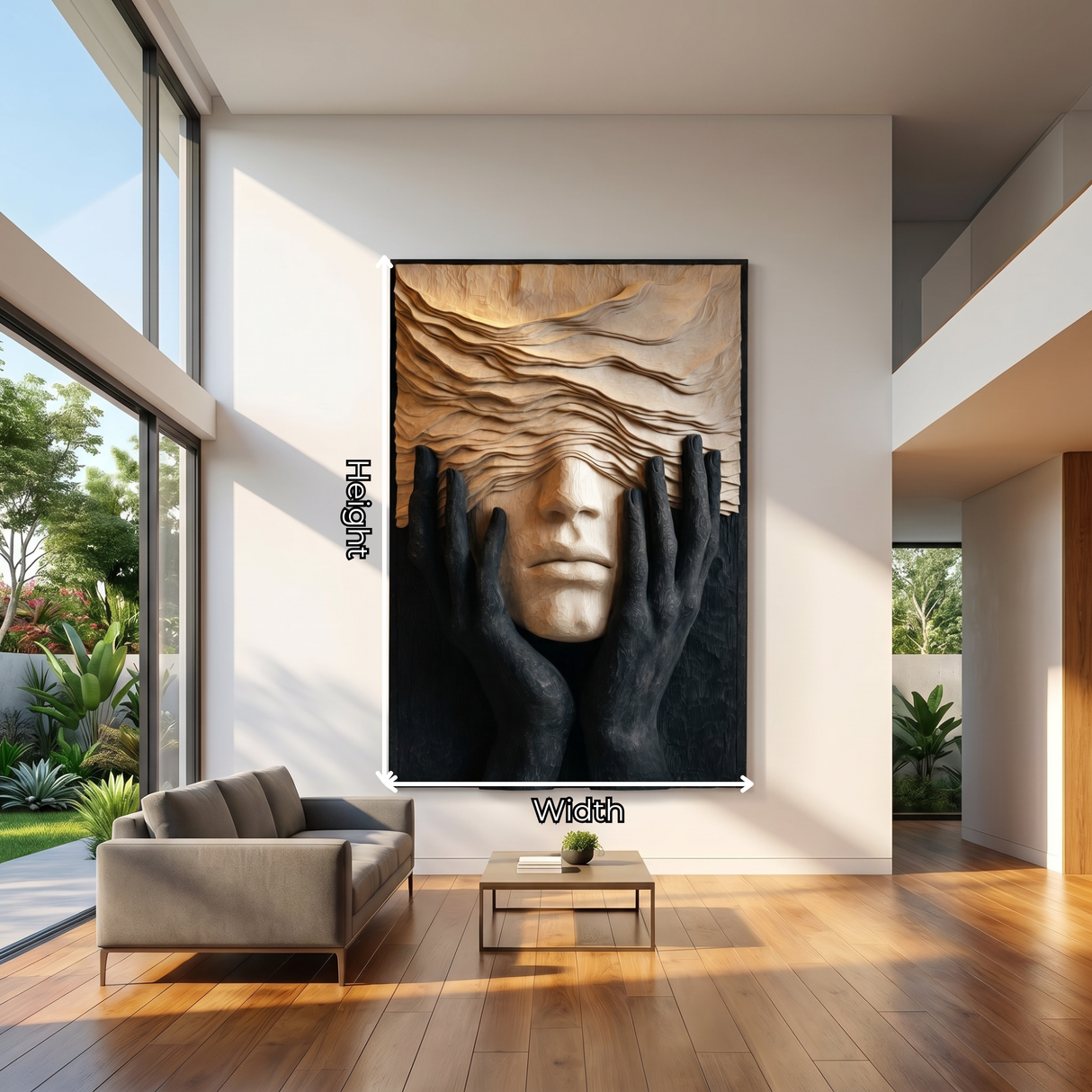 Organic Wood Wall Sculpture with Hidden Face