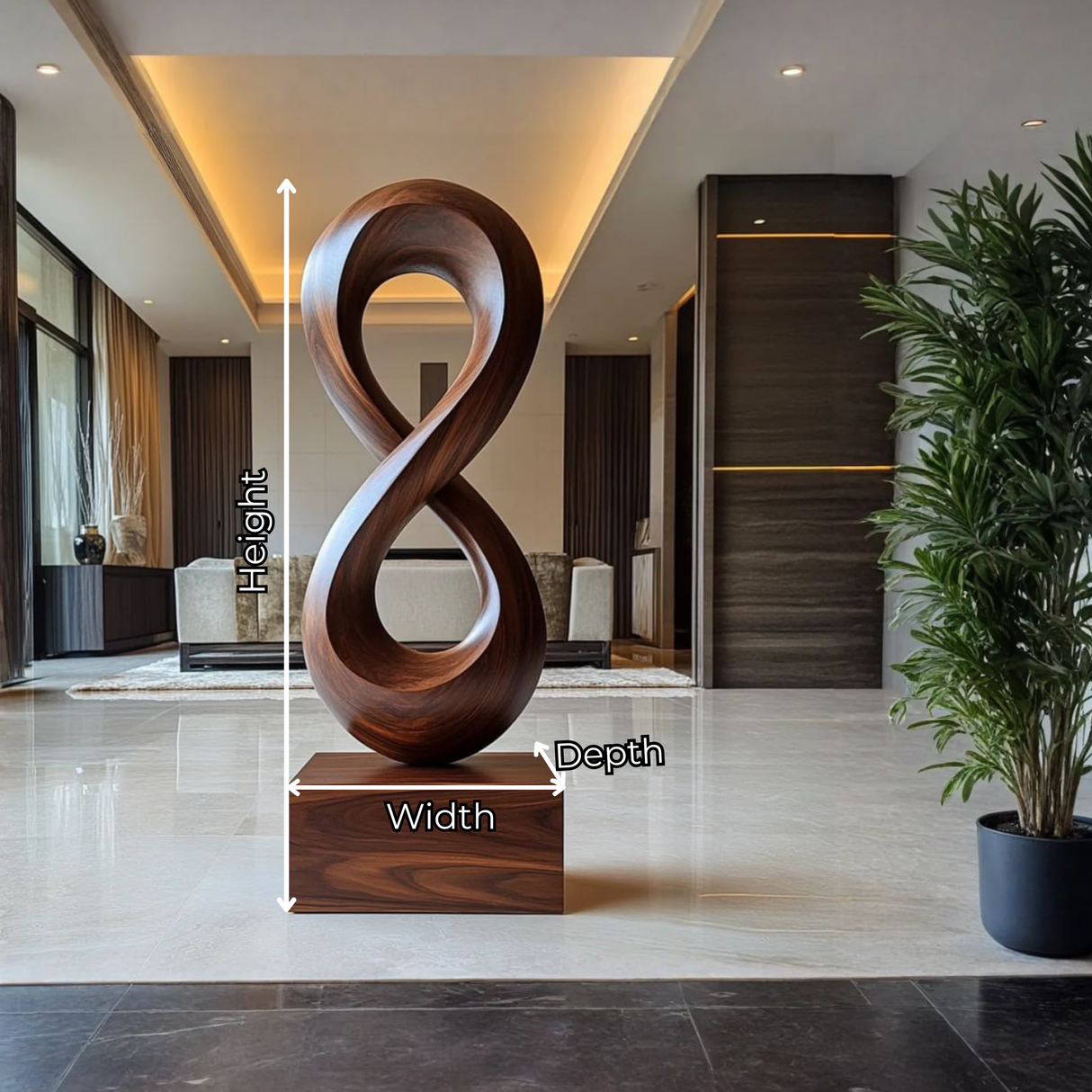 Handcrafted Solid Wood Infinity Loop Sculpture for Modern Entryway Decor