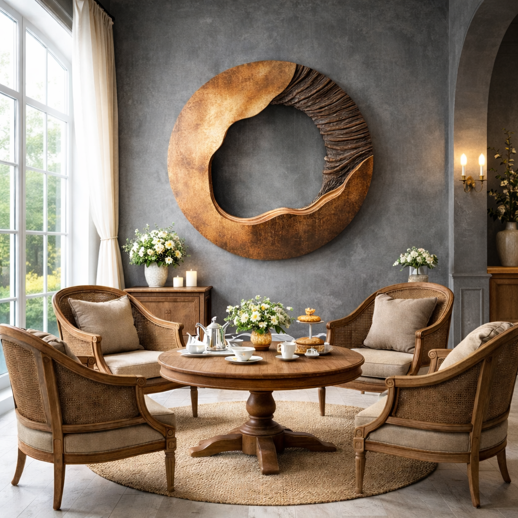 Contemporary Round Solid Wood Wall Art for Living Room Decor