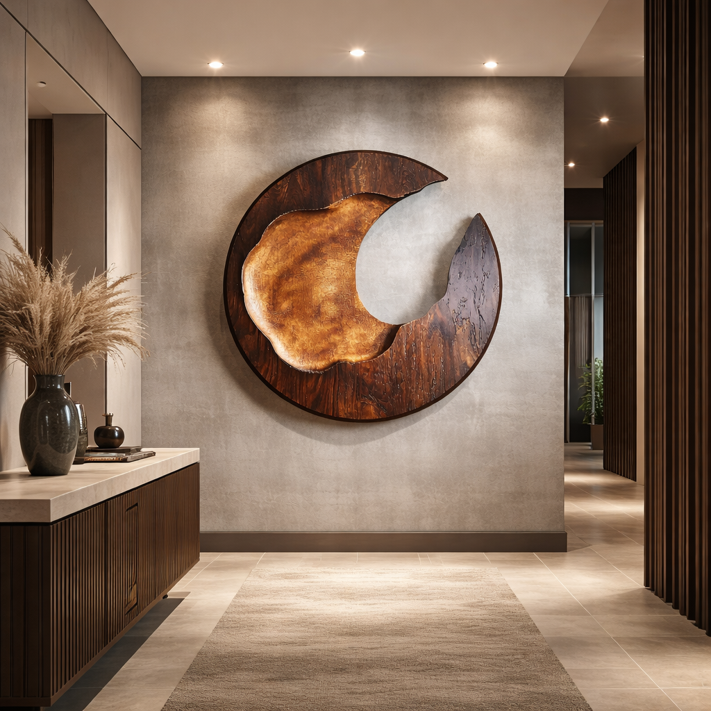 Modern Solid Wood Wall Decor for Living Room Feature Display