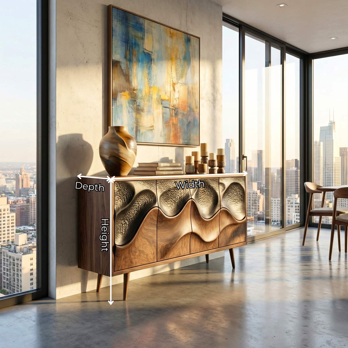 Wave Front Sideboard Cabinet for Modern Interiors