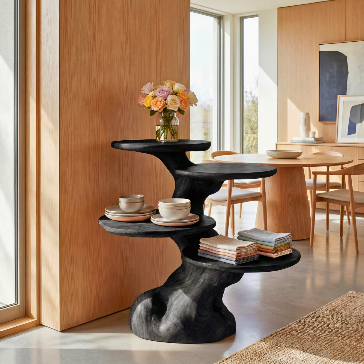 Freeform Tiered Side Table Handmade Sculptural Accent Shelf