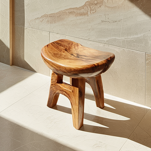 Organic Solid Wood Accent Stool for Modern Interiors