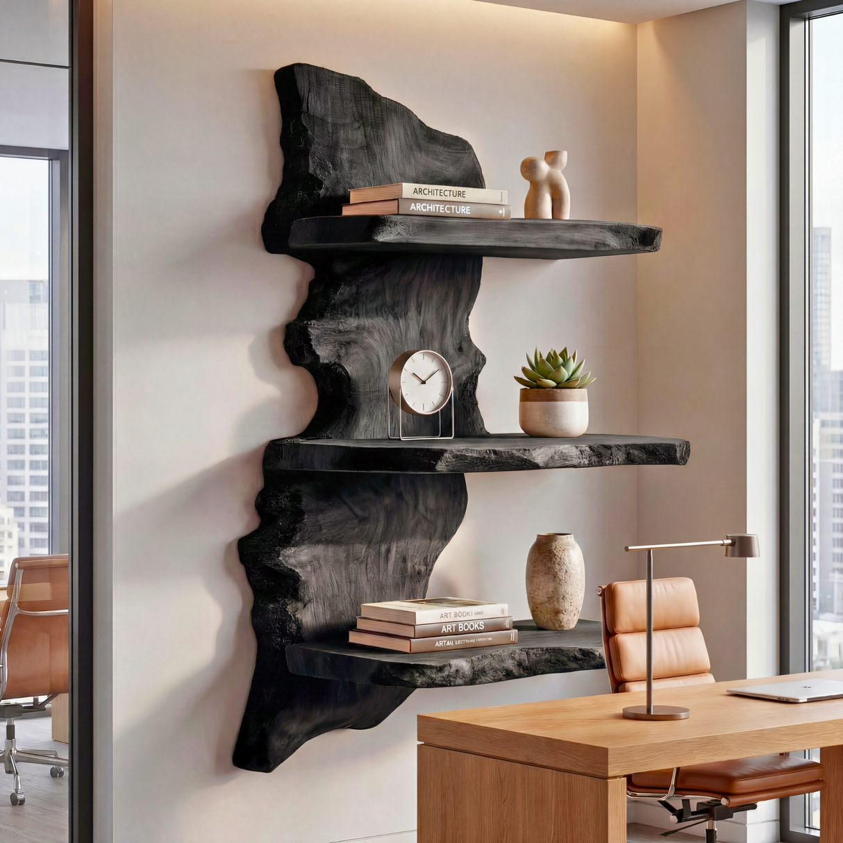 Live Edge Wooden Wall Shelf Handmade Floating Solid Wood Modern Rustic Shelving