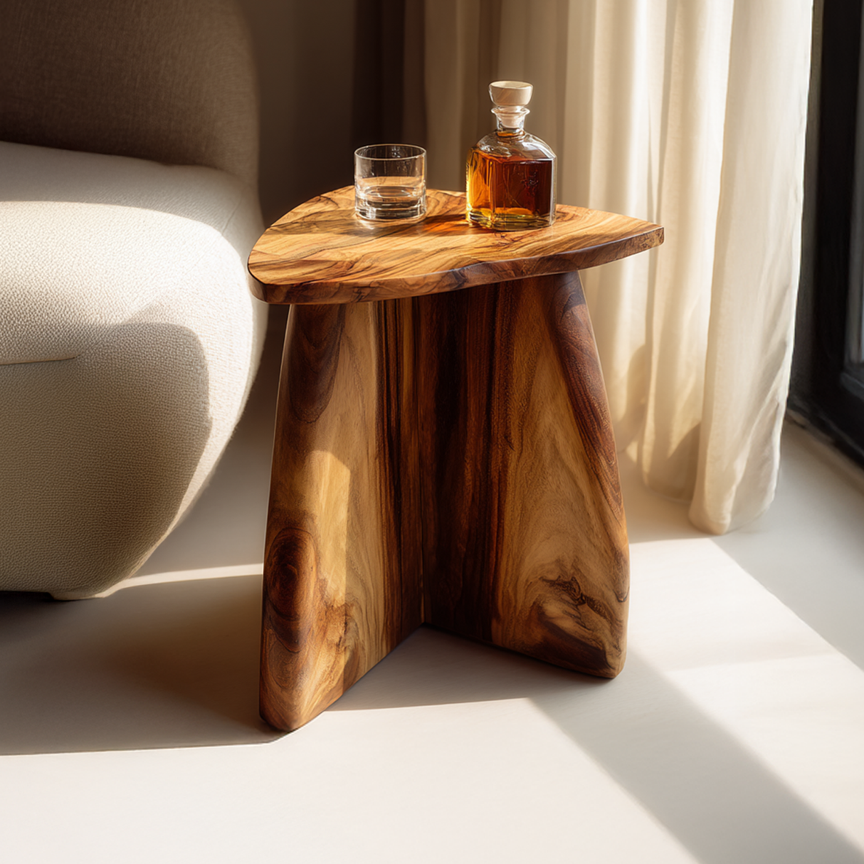 Handcrafted Solid Wood Drink Table for Modern Lounge