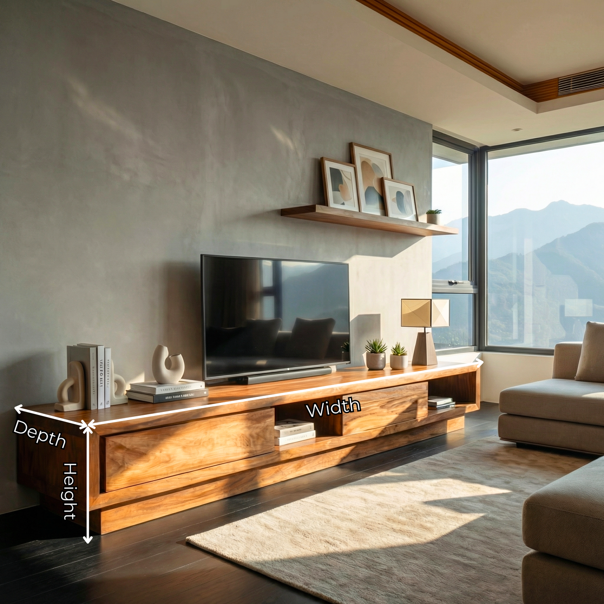 Solid Wood TV Cabinet for Modern Living Room Entertainment Spaces