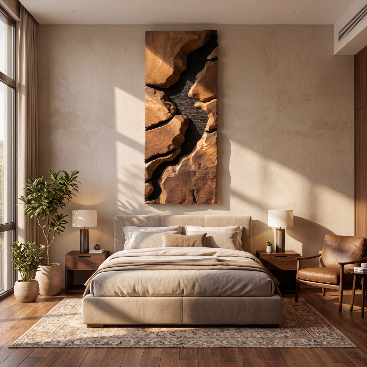Canyon Rift Solid Wood Wall Sculpture Vertical Organic Modern Statement Art Panel