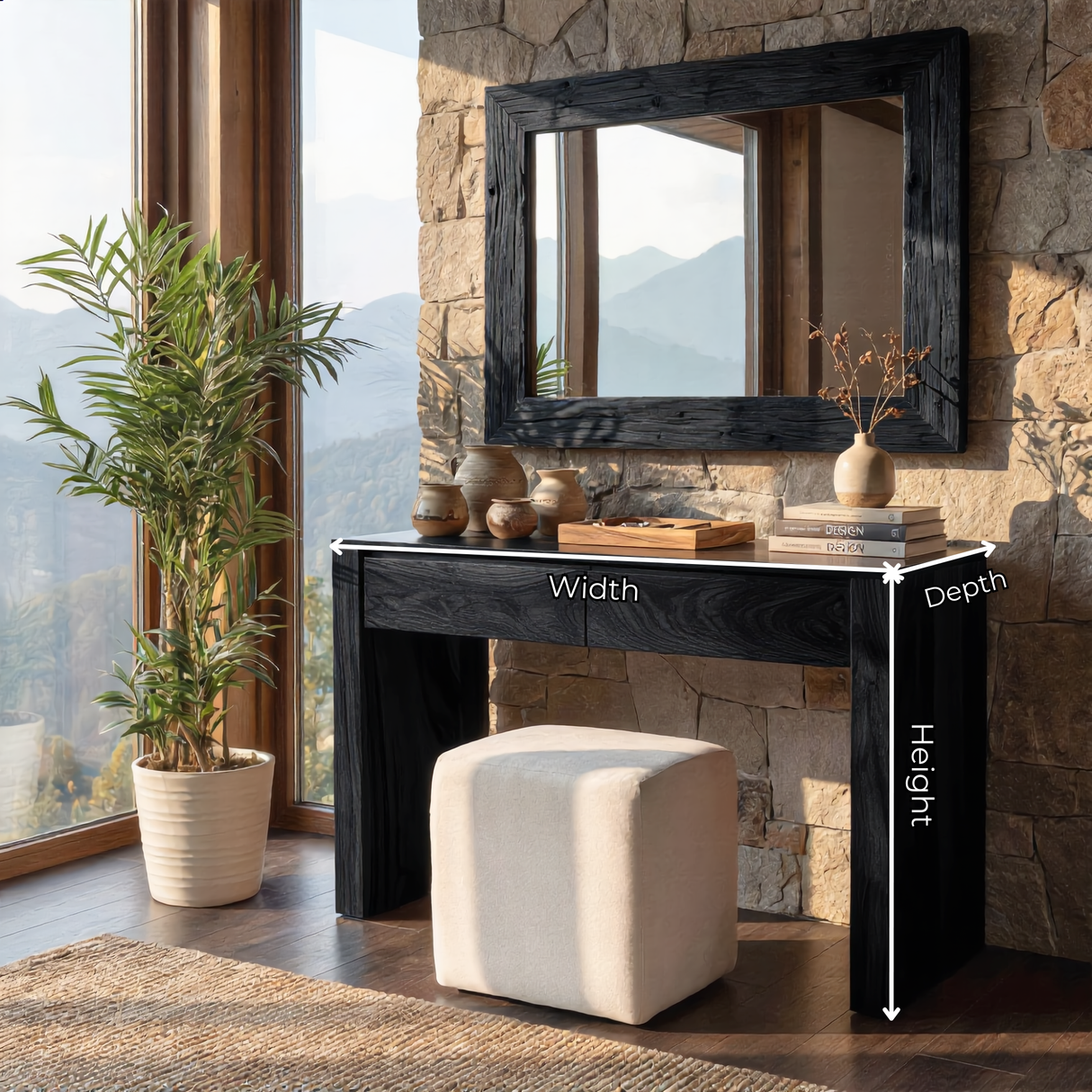 Solid Wood Vanity Table with Dual Drawers for Modern Bedroom