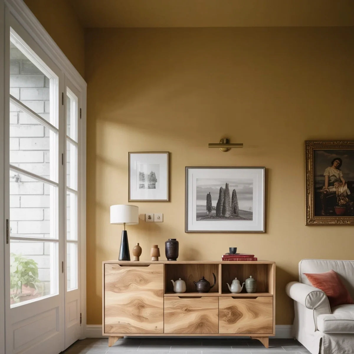 Solid Wood Storage Sideboard with Sculptural Grain for Modern Interiors