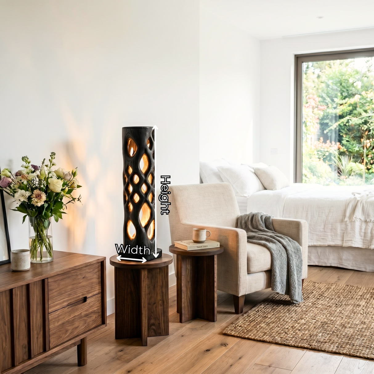 Lattice Glow Wood Table Lamp with Organic Cutouts