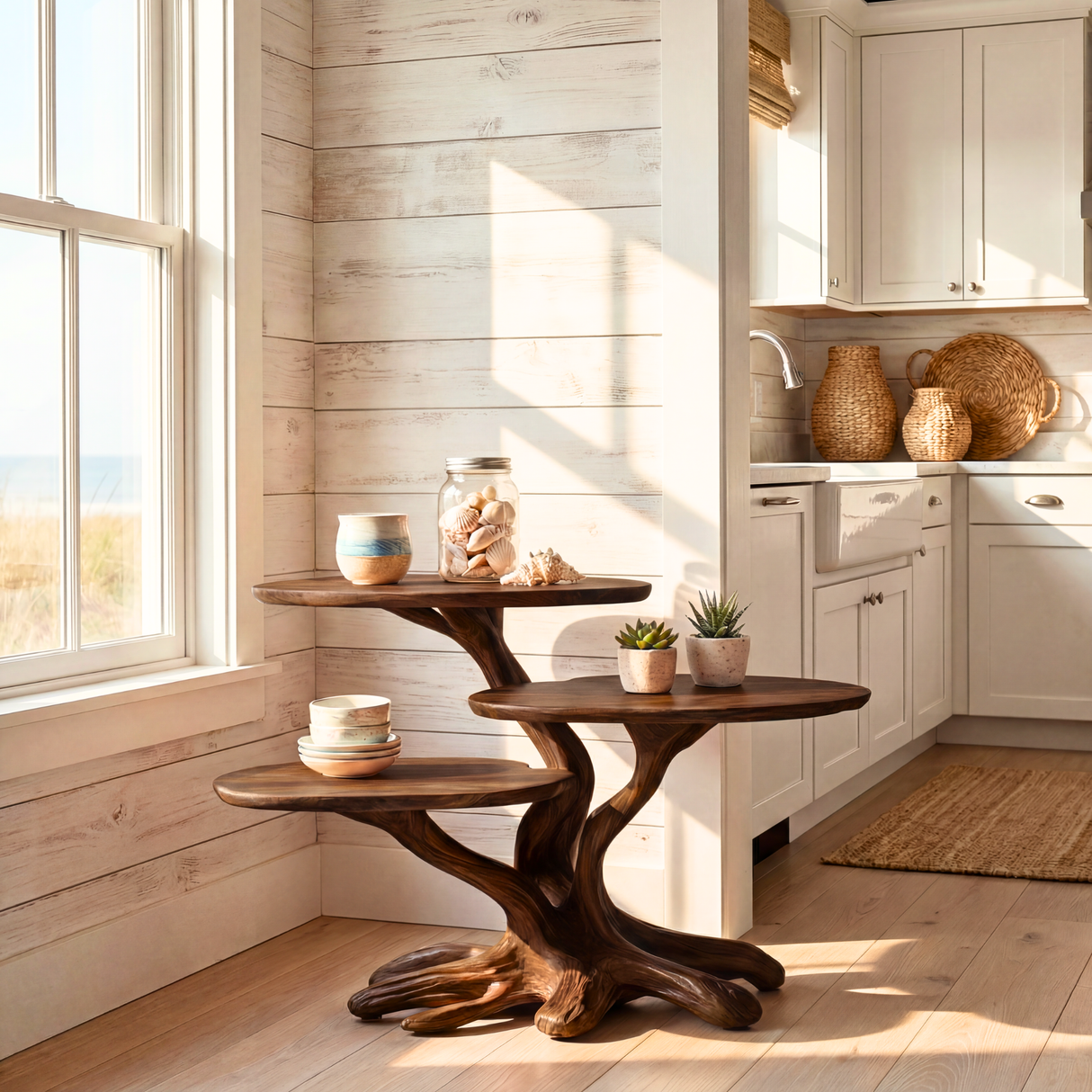 Tree Root Side Table Handmade Organic Wood Accent Stand