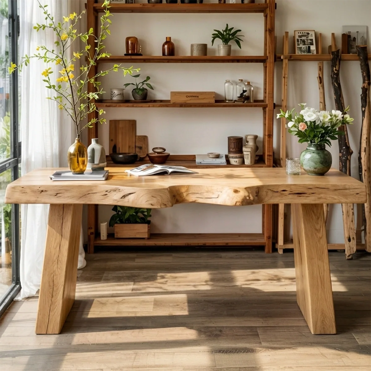 Handmade Live Edge Wood Table Solid Wood Slab Desk