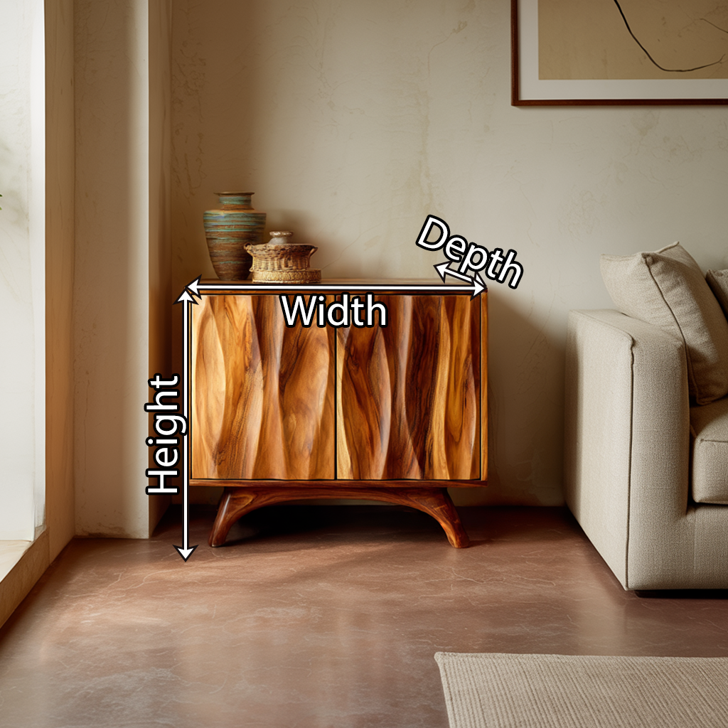 Modern Wooden Sideboard with Unique Natural Wood Grain Doors Organic Style Storage Cabinet