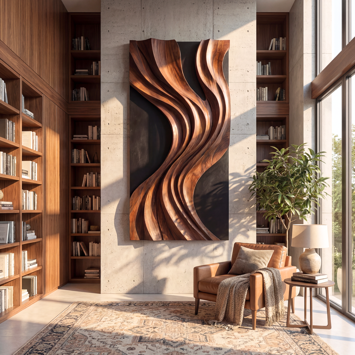 Vertical Wooden Wall Art Luxury Organic Abstract Sculpture