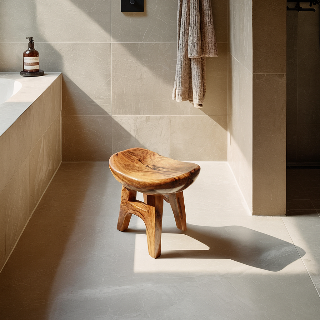 Organic Solid Wood Accent Stool for Modern Interiors