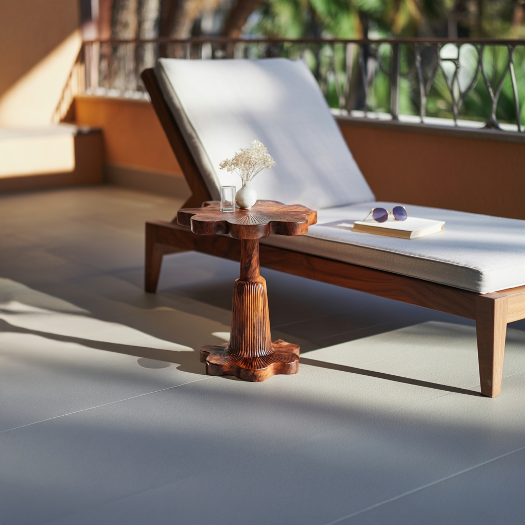 Carved Solid Wood Pedestal Table for Artistic Interiors