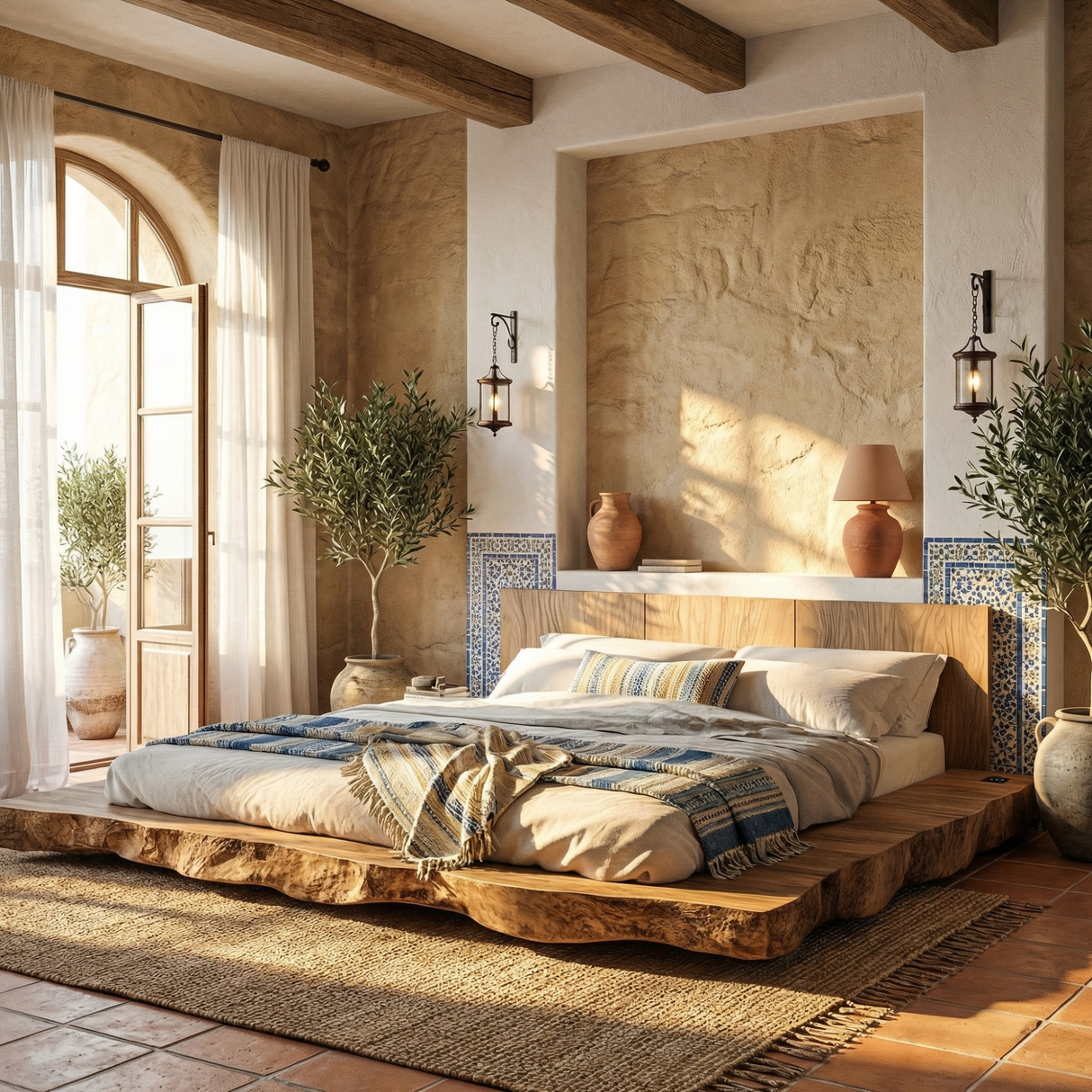 Solid Wood Platform Bed for Modern Bedroom