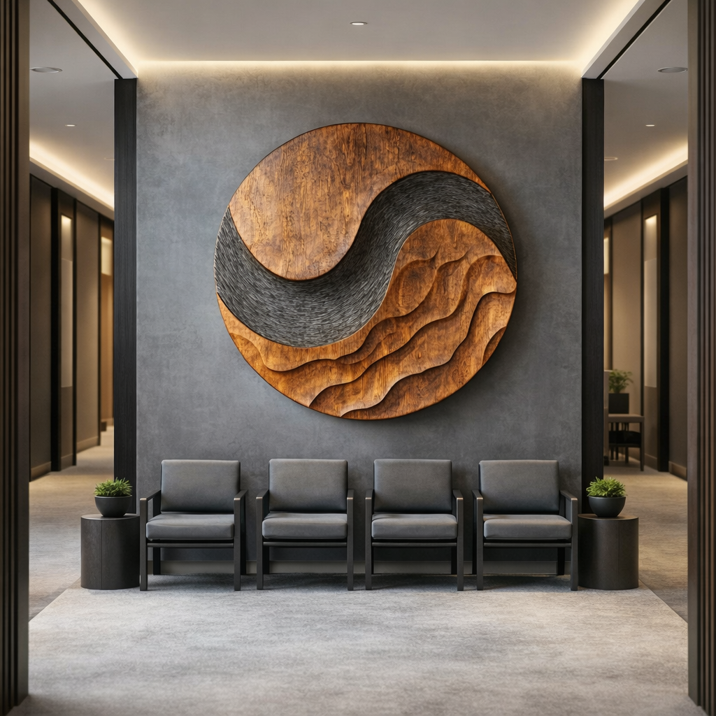 Organic Solid Wood Wave Wall Art for Living Room